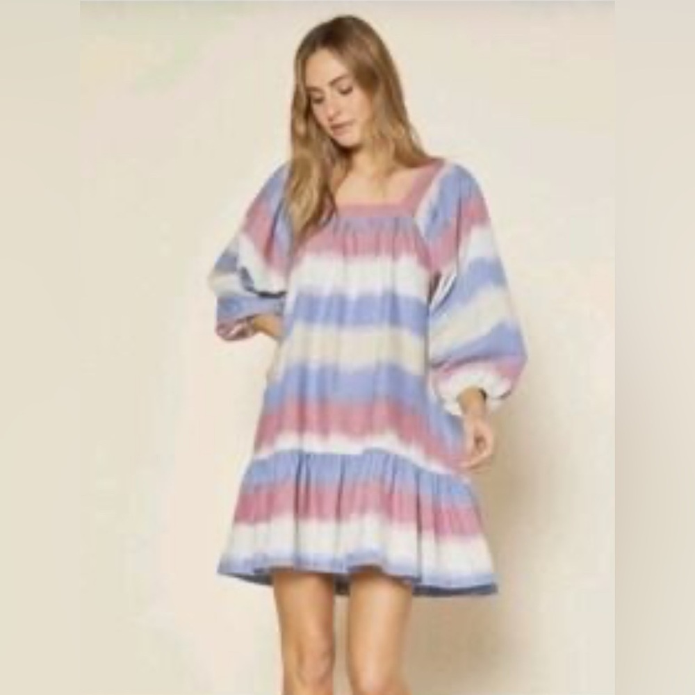 Outerknown Miro Dress Woman Size Small Puff Sleeve Ruffle Cottage Core NEW